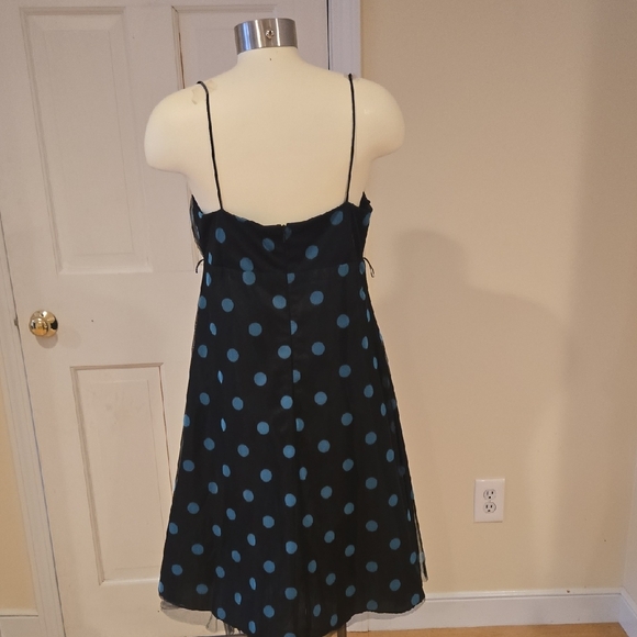 Onyx Nite Black and Blue Polka Dot Dress - Picture 4 of 7
